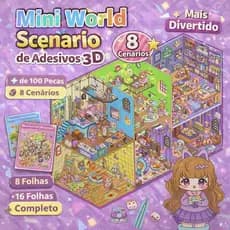 Caderno Adesivos 3d 8 Cenários para montagem + Pinça - livro interativo para Montar e Decorar
