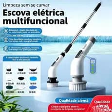 Kit 9 em 1 Escova Elétrica Giratória 9 em 1 Power Clean com Cabo Alongador Limpeza Pesada Prática