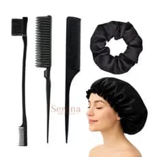 Escova Baby Hair Touca Dupla Pente 3 Fileiras Finalização 2 em 1 Escovinha Cabelo Cacheado