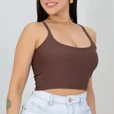Cropped Alcinha  Alça Fina Confortável Foro Duplo Teçido Premiun Suplex Tamanho UNICO M