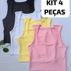 kit 4 blusa regata femenina decote quadrado tecido suplex forro duplo tamanho unico M 36/42