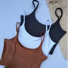 Kit 2 Cropped Blusa Femenina Suplex Alça Fina