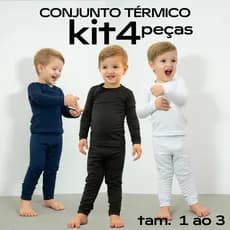 Kit 2 Conjunto Térmico Peluciado Infantil Unissex Menino/Menina Blusa Calça Pijama Quentinho Inverno Frio