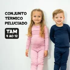 Conjunto Térmico Peluciado Infantil Unissex Menino/Menina Blusa Calça Pijama Quentinho Inverno
