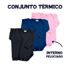 Conjunto Térmico Bebê Peluciado Body e Calça Básico Menino/Menina RN ao GG Pijama Quentinho Inverno Frio