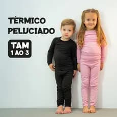 Conjunto Térmico Peluciado Infantil Unissex Menino/Menina Blusa Calça Pijama Quentinho Inverno