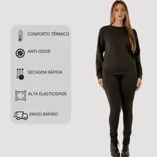 Conjunto Termico Flanelado Peluciado Com Blusa E Calça Térmica Para Inverno Frio Treino Academia Lazer