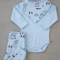 Kit 3 Peças Conjunto Trio Bebê Longo Body/Babador/Calça Algodão