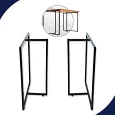 2 Base Modelo T 80x58 Em Aço Preto Pé Para Móveis Mesas Home Office e Estação de Trabalho e Jantar