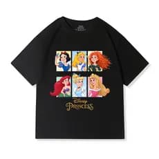 Camiseta Unisex, Design com Personagens das Princesas da Disney e Texto "Disney Princess", Moda Urbana
