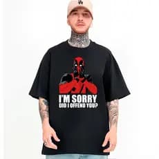 Camiseta Premium em Algodão Puro Camiseta Algodao Blusa Deadpool Filme I Am Sorry Frase Ironica  Humor Meme Unissex