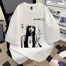 Camiseta Streetwear Pinkpantheress Casual Oversized T-shirt Camisa Unissex Premium Algodão Puro