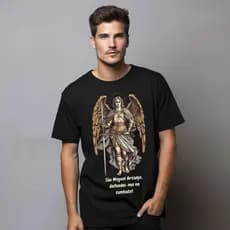 Camiseta Premium em Algodão Puro Camiseta Unissex São Miguel Arcanjo Plus Size 100% Algodão