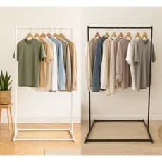 Arara de Roupas em Aço Pintado Preto ou Branco 170x100x40cm para Closet e Loja
