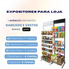 Expositor Organizador Comercial Ganchos E Cestos, Branco ou Preto, Aramados