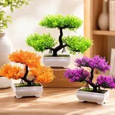 Planta Artificial Bonsai Realista com Vaso - Árvore Decoração Nuvem em Plástico Natural