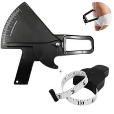 Kit Adipômetro Plicomêtro + Fita Métrica Avaliação Física Preto - Pinça de Medir Gordura Corporal