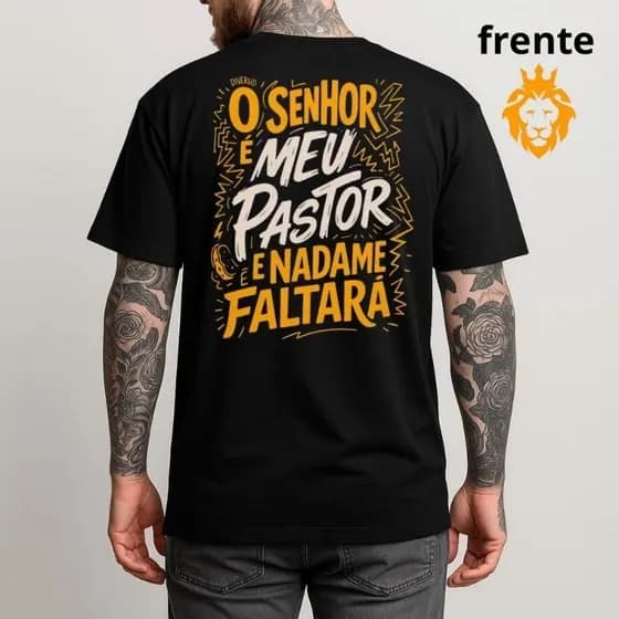 Camisa Masculina Algodão Camisa Cristã Salmos 23 Unissex Camiseta Estampa Estilosa Evangélica