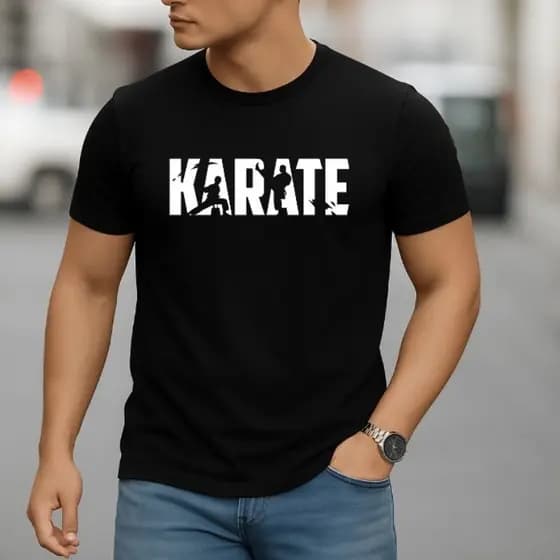 Camisa Masculina Algodão Karatê Arte Marcial Lutador Treino Camisa Academia Camiseta Esportiva