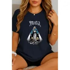 Camiseta Feminina Devocional Nossa Senhora das Graças Arte Sacra Moda Cristã Confortável