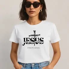 Camiseta Feminina Gospel O Amor Me Amou Design Moderno Cristão Elegante