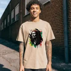 Camiseta Estampada Bob Marley Casual Conforto Algodão Look Streetwear Atual