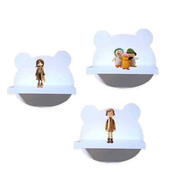 Kit 3 Prateleiras MDF Infantil 20x18cm Brinquedos Livros Decoração Parede Quarto Bebê