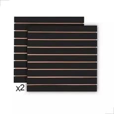 Kit 2 Painéis Canaletados MDF Preto 60x55cm Expositor Resistente para Parede e Decoração