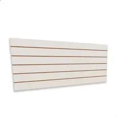 Painel Expositor Mdf 240x60cm Canaletado Branco Suporte Ganchos Parede Organização Produtos Loja
