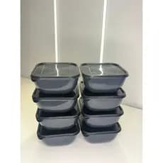 CONJUNTO DE 8 QUADRADOS PRETO PARA COZINHA DE 1 LITRO |BPA-FREE|MICRO-ONDAS|FREEZER|Marmitas|Tapoer|