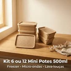 Kit 6 ou 12 MINI Potes de 500ml Retangular Plástico Freezer Microondas Organiza Casa