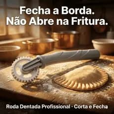 Carretilha Pastel Roda Dentada Corta Fecha Borda Massa Profissional Doméstico 2em1