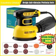 Lixadeira Roto Orbital Elétrica 60hz 300w 125mm Com Coletor de Pó Aplicável Madeira Metal
