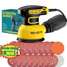 Lixadeira Elétrica Roto Orbital Profissional 300w 16 Lixas Grátis 110V ou 220V 60Hz