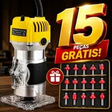 Tupia Laminadora 800W 6mm 110V/220V com 15 Fresas Profissional para Madeira