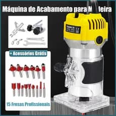 Tupia Laminadora Manual 110V ou 220V 800W Profissional Similar Makita Bosch Com Jogo de Fresas para Madeira 15 Peças