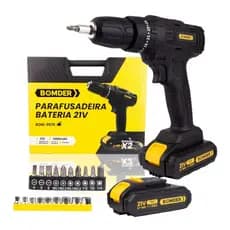 Parafusadeira Furadeira Sem Fio Impacto 2 Bateria 21V Recarregáveis Elétrica Sem Fio Bivolt