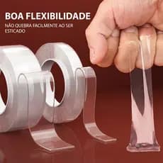 Fita Dupla Face 2/3m Transparente fixa Forte Multiuso Antiderrapante para Casa Escritório