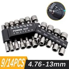 jogo de soquete para parafusadeira 5 A 13mm jogo de bits Sextavado 14pecasPara Furadeiras Elétricas Resistentes
