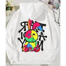 Moletom Canguru Blusa De Frio Casaco Premium Coelho Colorido Rave Tendência Moda 2024 Lançamento Envio Imediato