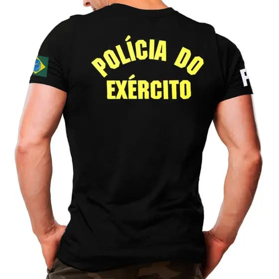 Camiseta Militar Estampada Polícia do Exército | Preta - 100% algodão