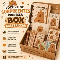 kit Box Surpresa Itens de Papelaria Capivara  Kawaii Papelaria Criativa - Preciosas