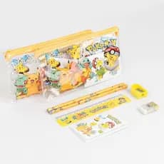 Kit Escolar 4 Peças Lapis Apontador Borracha Capívara Pokemon Stitch Donuts Astronauta Picolé Game Dino