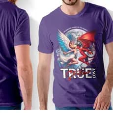 Camiseta Streetwear Masculina Algodão Tumblr Rock Camisa Love True Amor Verdadeiro Anjos e Demonios