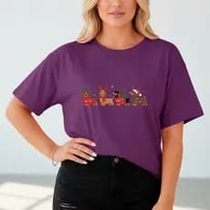 Camiseta Merry Christmas para Natal Algodão Cachorrinhos Natalino Camisa