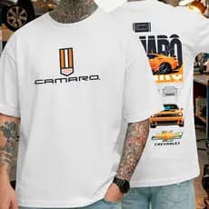 Camiseta Chevrolet Camaro 100% Algodão Estampa Digital DTF Camisa Alta Definição Modelagem Unissex Premium