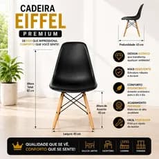 Cadeira Eiffel DKR 1, 2 e 3 Escritorio Escrivaninha Casa Pés de Madeira Várias Cores