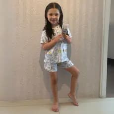 Pijama Infantil Para Colorir Meninas Em Suede Lavável Ajustável Personalizável Dia a Dia
