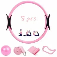 Kit Yoga Pilates 5 Itens treino Funcional Anel Pilates Acessórios para Alongamento Faixa Elástica