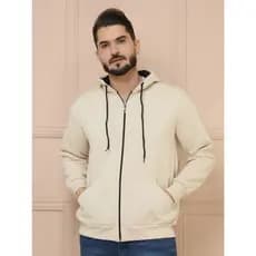 Blusa de Frio Moletom Unisex Lisa Basíca Com Capuz Zíper Bolsa Inverno